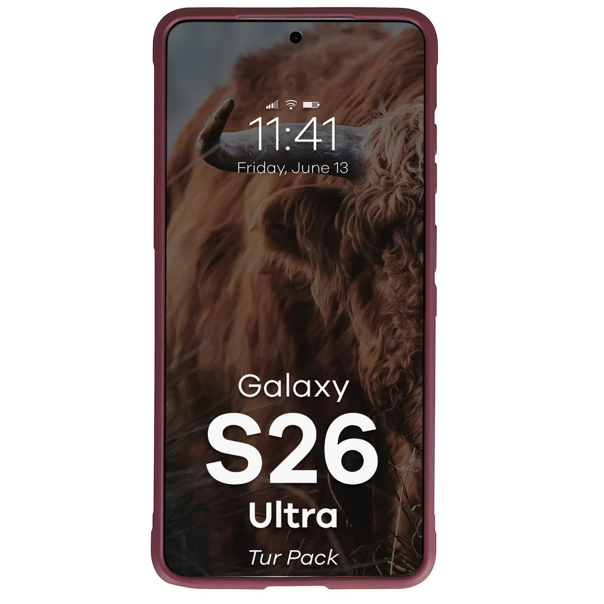 Robuste Handyhülle + gehärtetem Glas für Galaxy S26 Ultra, Bizon Tur Pack, Burgunderrot