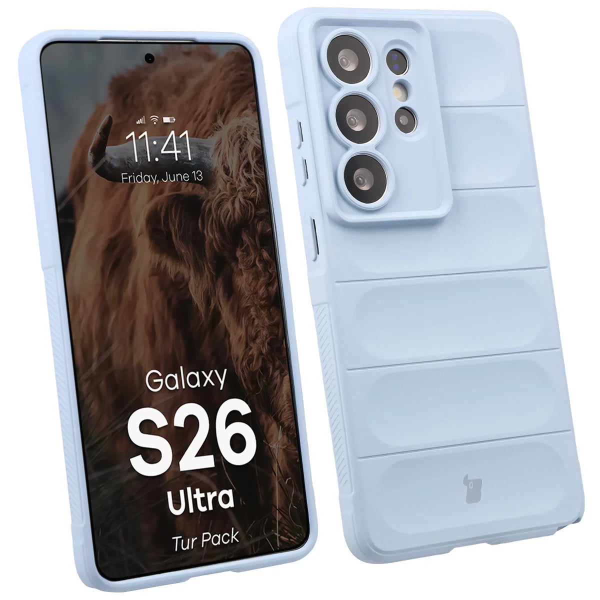 Robuste Handyhülle + gehärtetem Glas für Galaxy S26 Ultra, Bizon Tur Pack, Hellblau