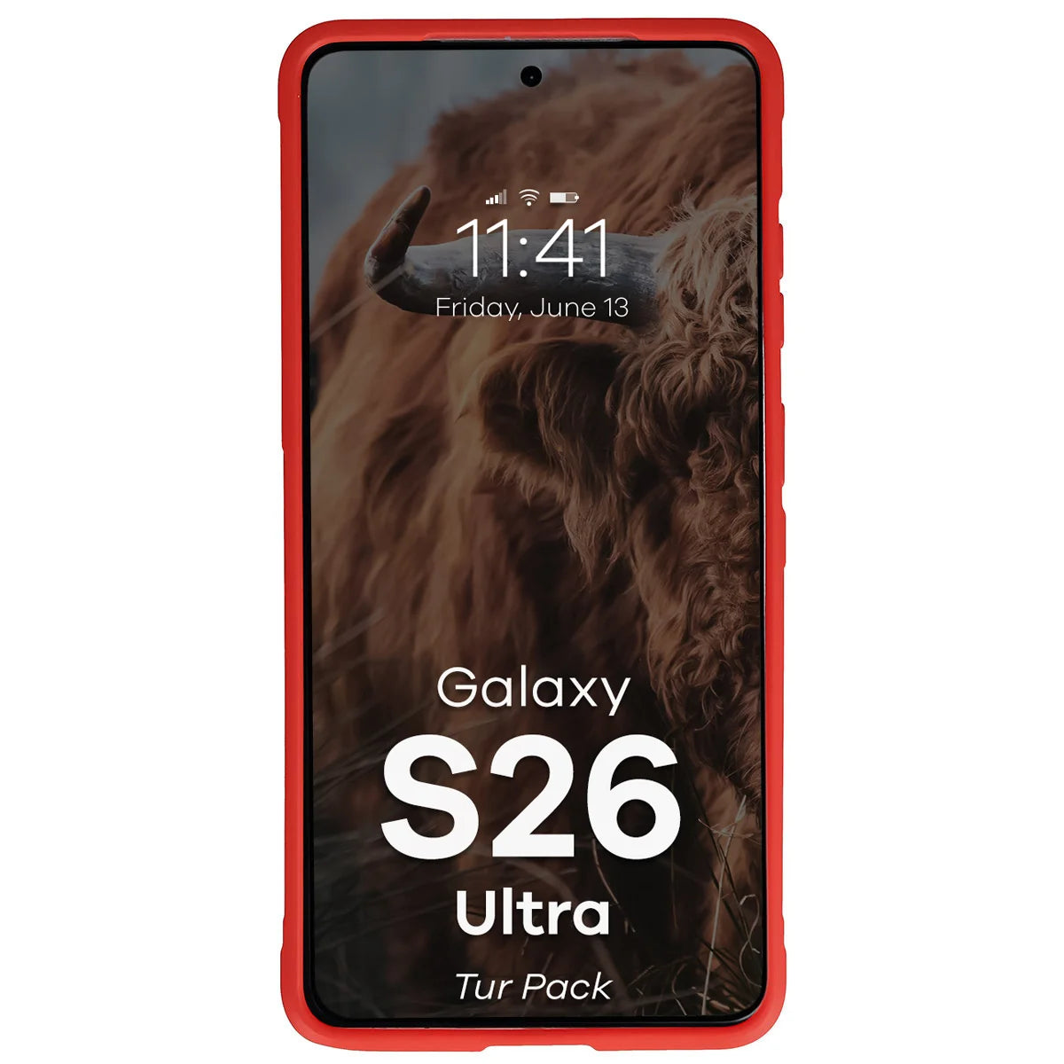 Robuste Handyhülle + gehärtetem Glas für Galaxy S26 Ultra, Bizon Tur Pack, Rot