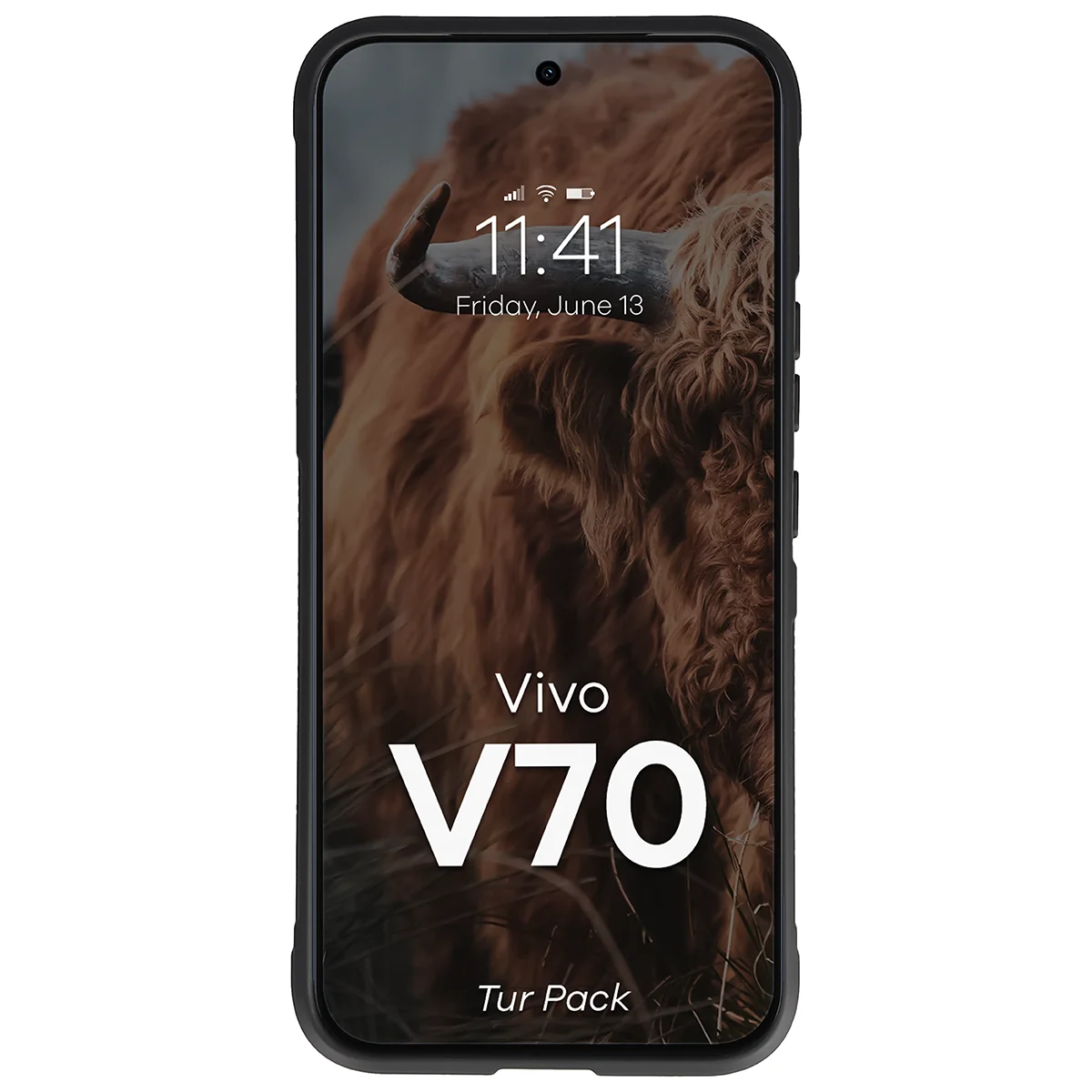 Robuste Handyhülle + gehärtetem Glas für Vivo V70 5G, Bizon Tur Pack, Schwarz