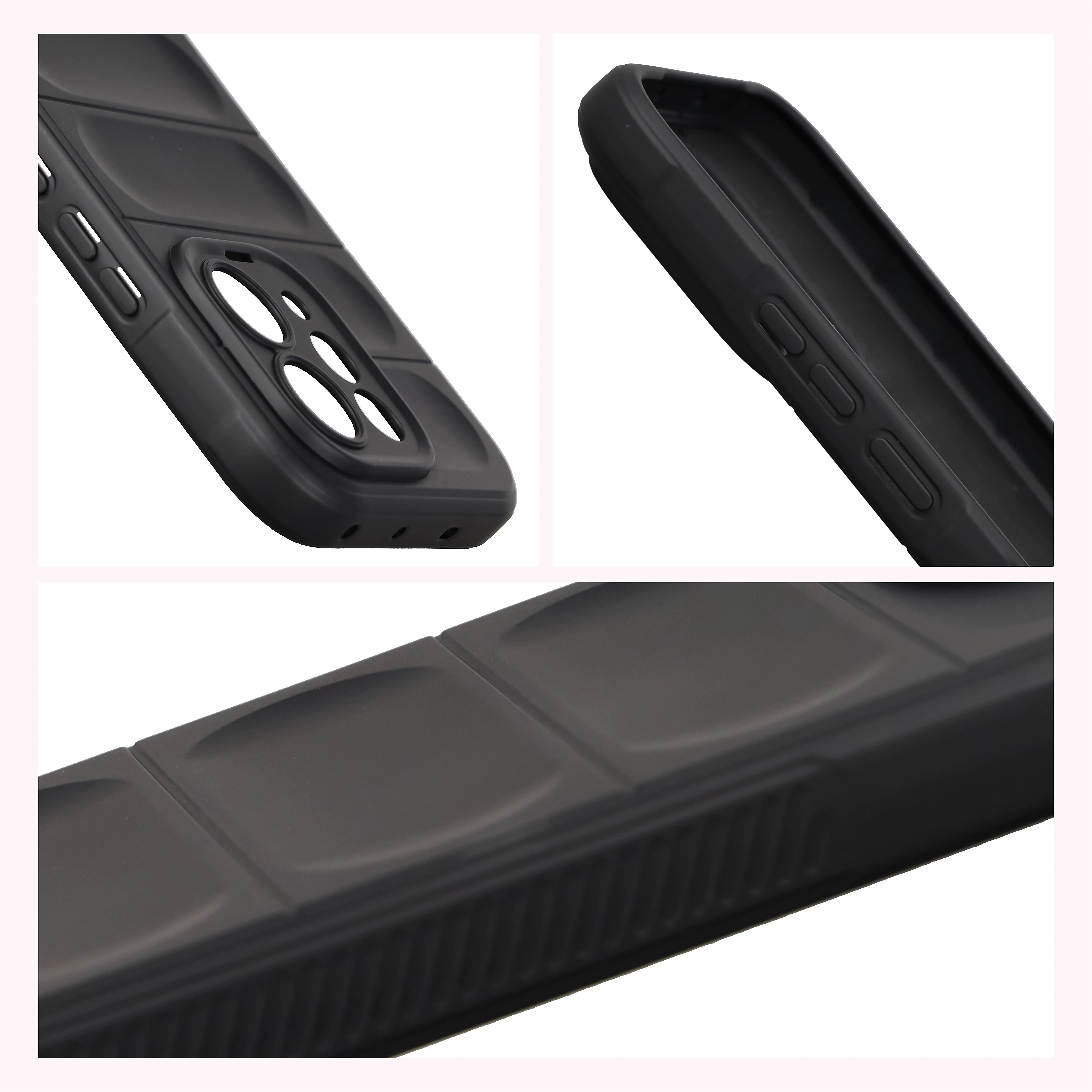 Robuste Handyhülle + gehärtetem Glas für Vivo V70 5G, Bizon Tur Pack, Schwarz