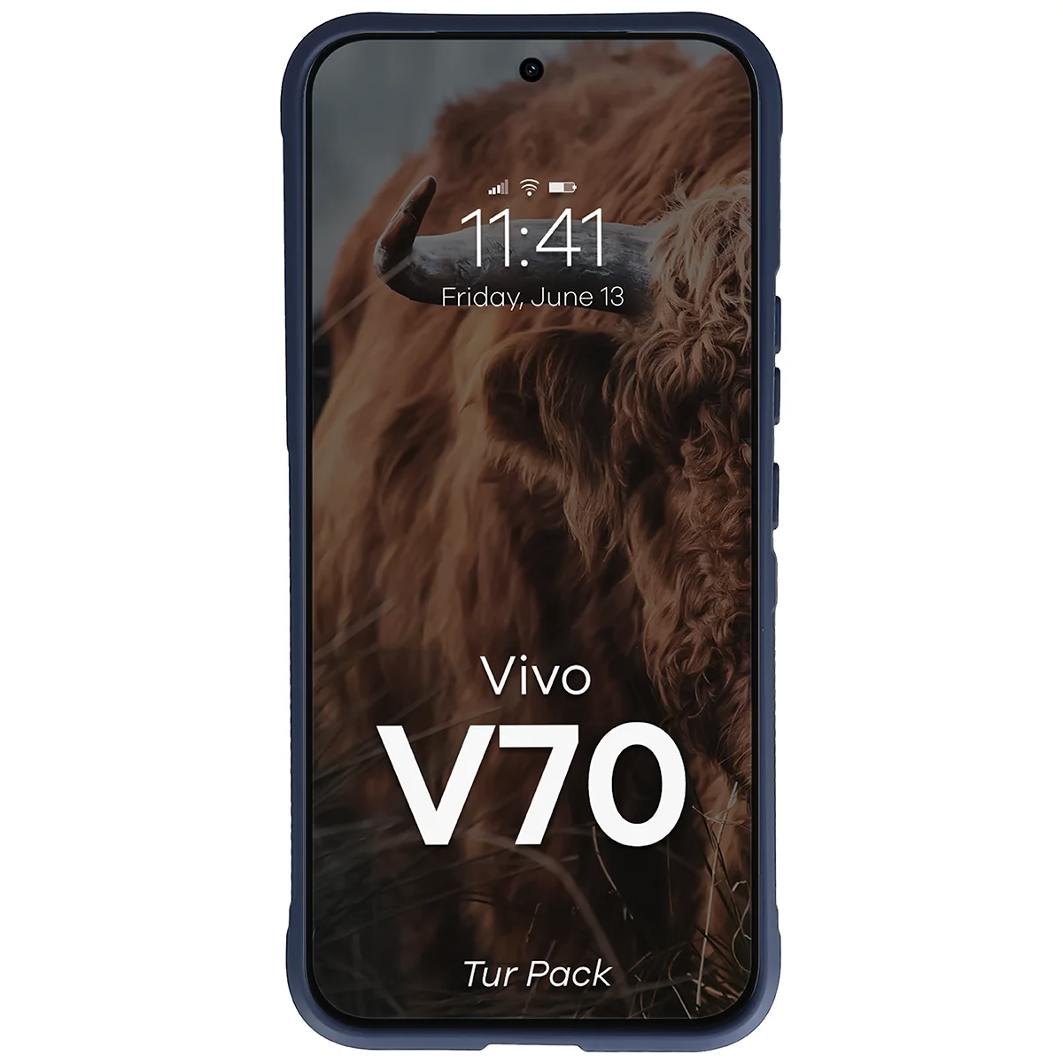 Robuste Handyhülle + gehärtetem Glas für Vivo V70 5G, Bizon Tur Pack, Dunkelblau