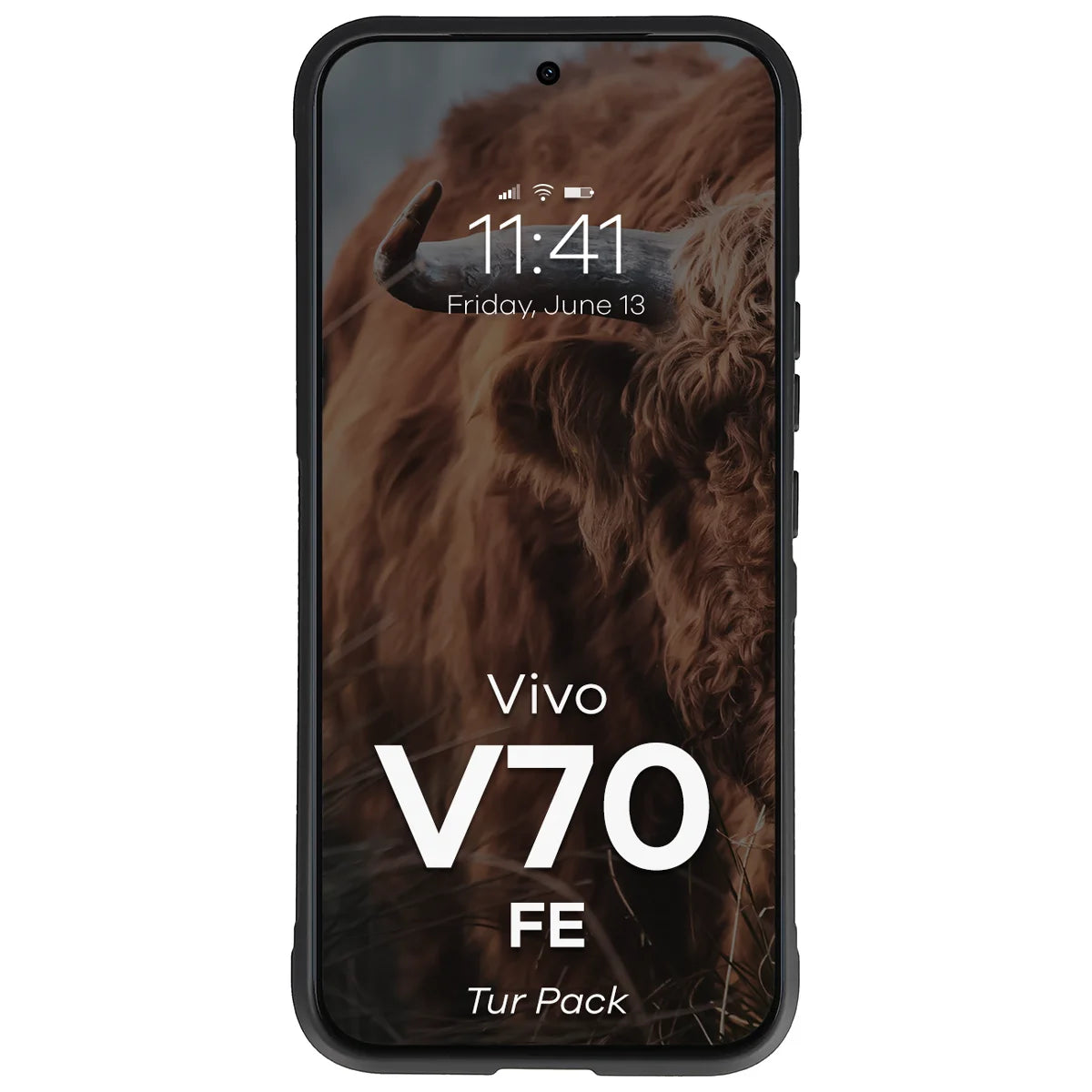 Robuste Handyhülle + gehärtetem Glas für Vivo V70 FE 5G, Bizon Tur Pack, Schwarz