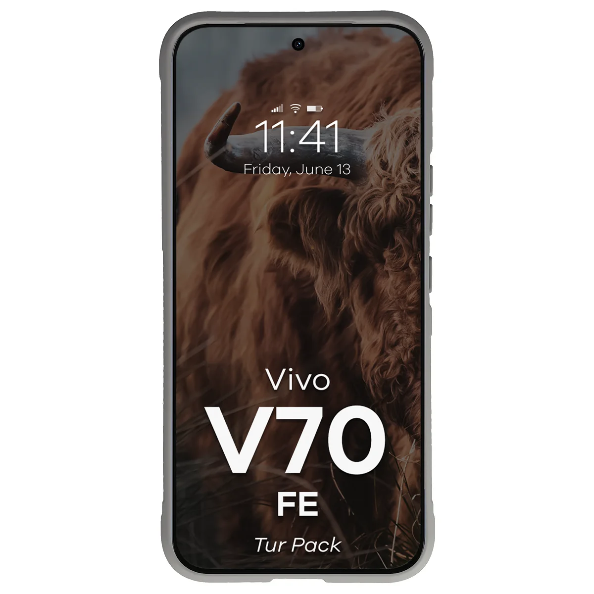 Robuste Handyhülle + gehärtetem Glas für Vivo V70 FE 5G, Bizon Tur Pack, Hellgrau