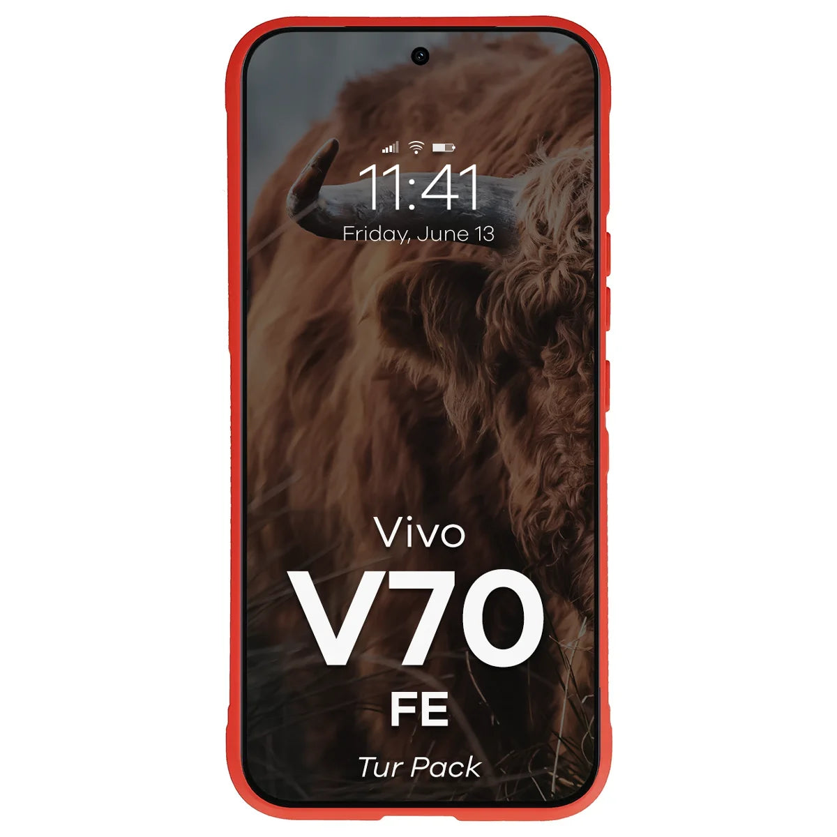 Robuste Handyhülle + gehärtetem Glas für Vivo V70 FE 5G, Bizon Tur Pack, Rot