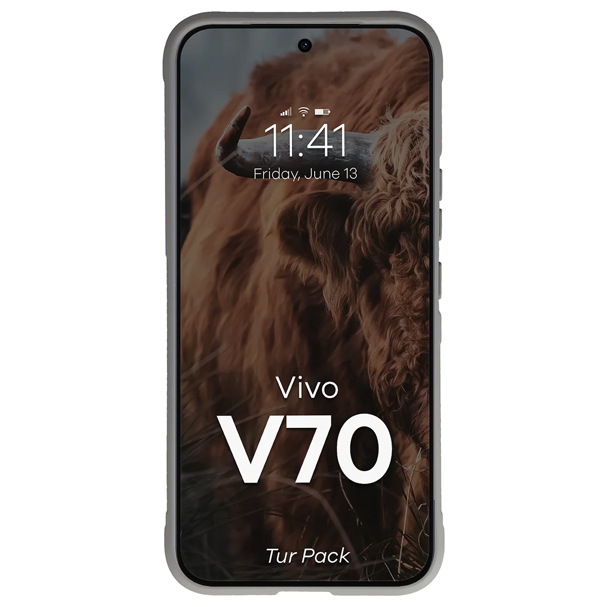 Robuste Handyhülle + gehärtetem Glas für Vivo V70 5G, Bizon Tur Pack, Hellgrau