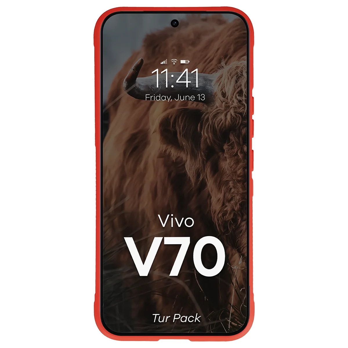 Robuste Handyhülle + gehärtetem Glas für Vivo V70 5G, Bizon Tur Pack, Rot