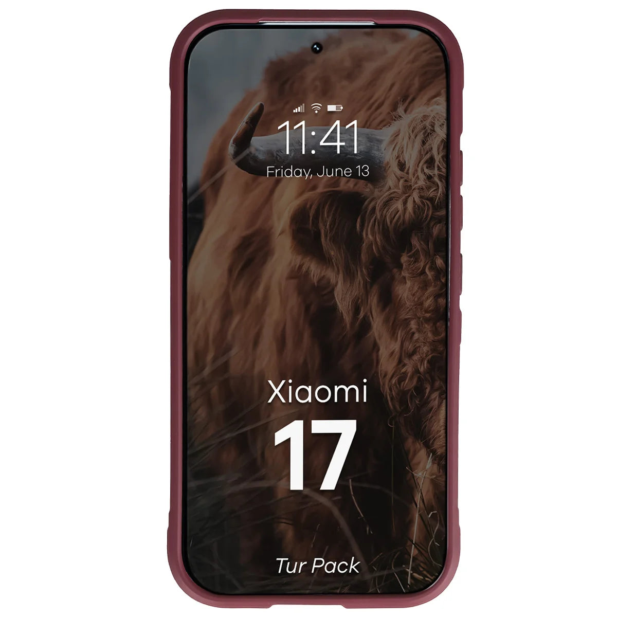 Robuste Handyhülle + gehärtetem Glas für Xiaomi 17, Bizon Tur Pack, Burgunderrot