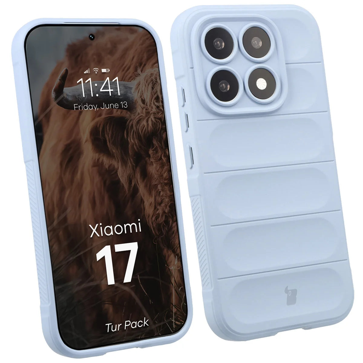 Robuste Handyhülle + gehärtetem Glas für Xiaomi 17, Bizon Tur Pack, Hellblau