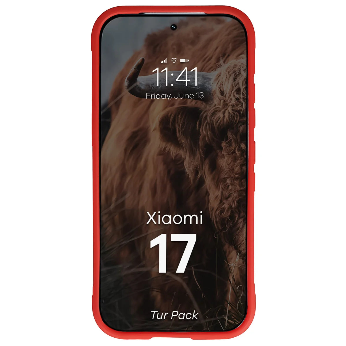 Robuste Handyhülle + gehärtetem Glas für Xiaomi 17, Bizon Tur Pack, Rot
