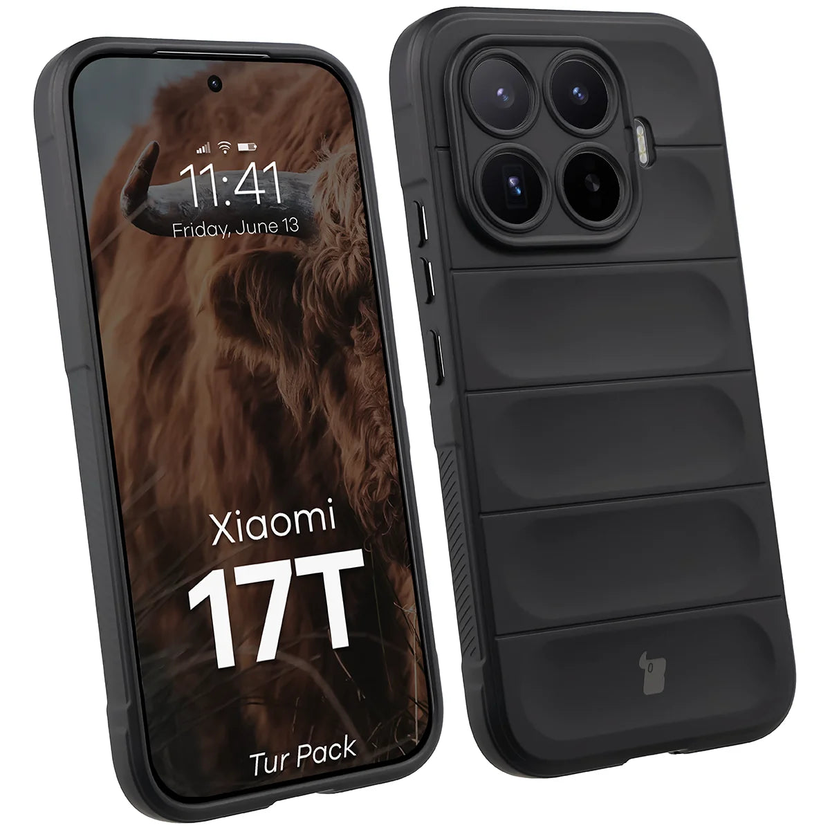 Robuste Handyhülle + gehärtetem Glas für Xiaomi 17T, Bizon Tur Pack, Schwarz (3/10)