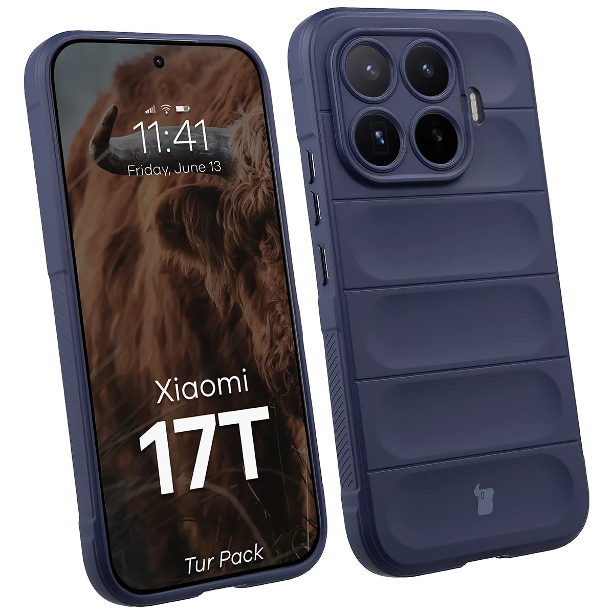 Robuste Handyhülle + gehärtetem Glas für Xiaomi 17T, Bizon Tur Pack, Dunkelblau (3/10)