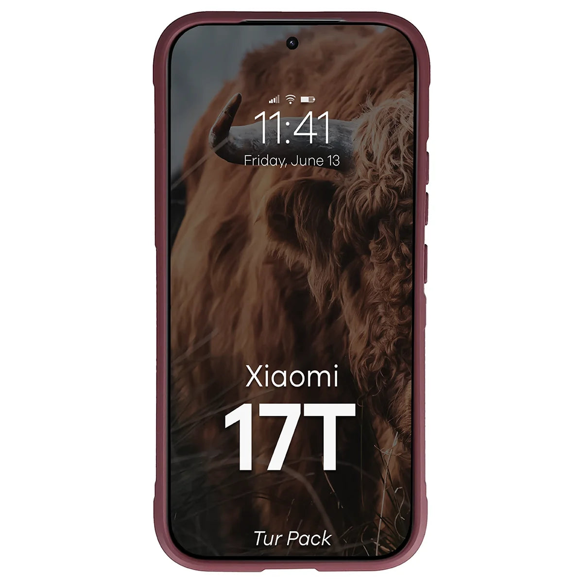 Robuste Handyhülle + gehärtetem Glas für Xiaomi 17T, Bizon Tur Pack, Burgunderrot (6/10)