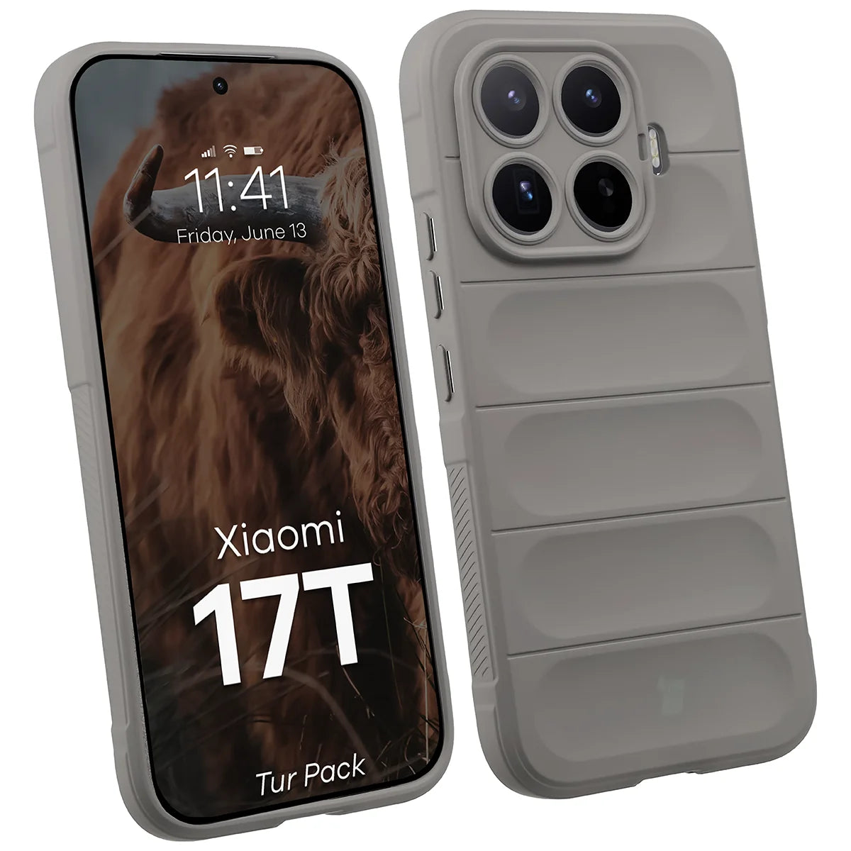 Robuste Handyhülle + gehärtetem Glas für Xiaomi 17T, Bizon Tur Pack, Hellgrau (3/10)