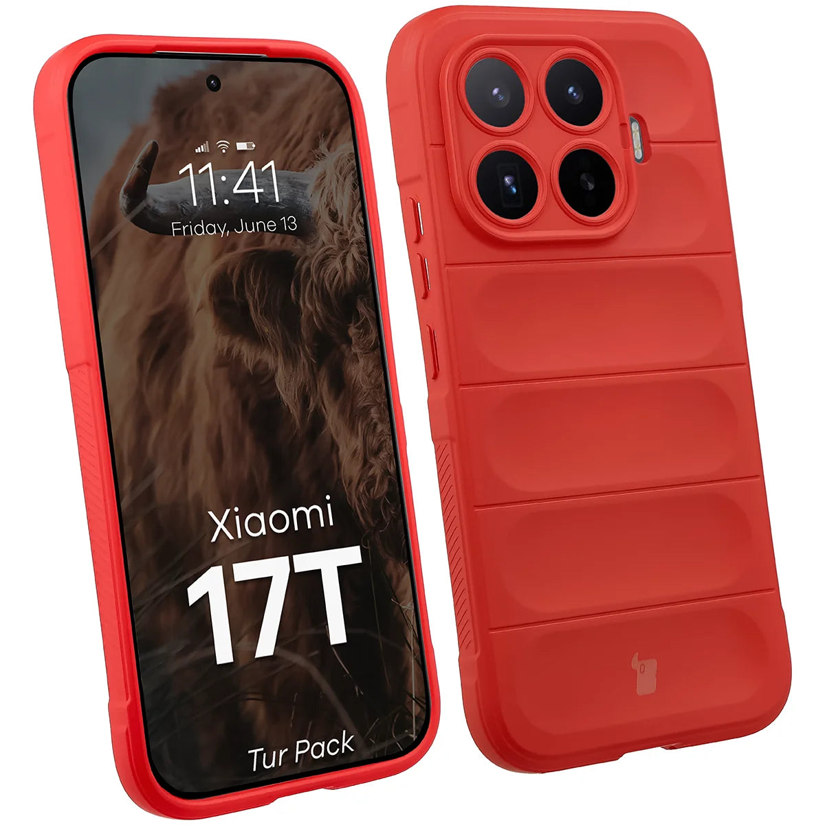 Robuste Handyhülle + gehärtetem Glas für Xiaomi 17T, Bizon Tur Pack, Rot (3/10)