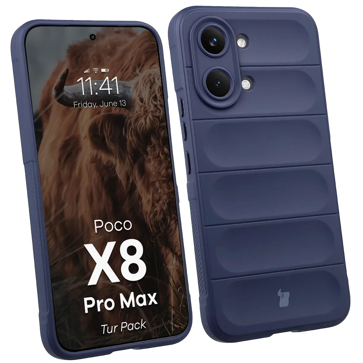 Robuste Handyhülle + gehärtetem Glas für Xiaomi POCO X8 Pro Max, Bizon Tur Pack, Dunkelblau