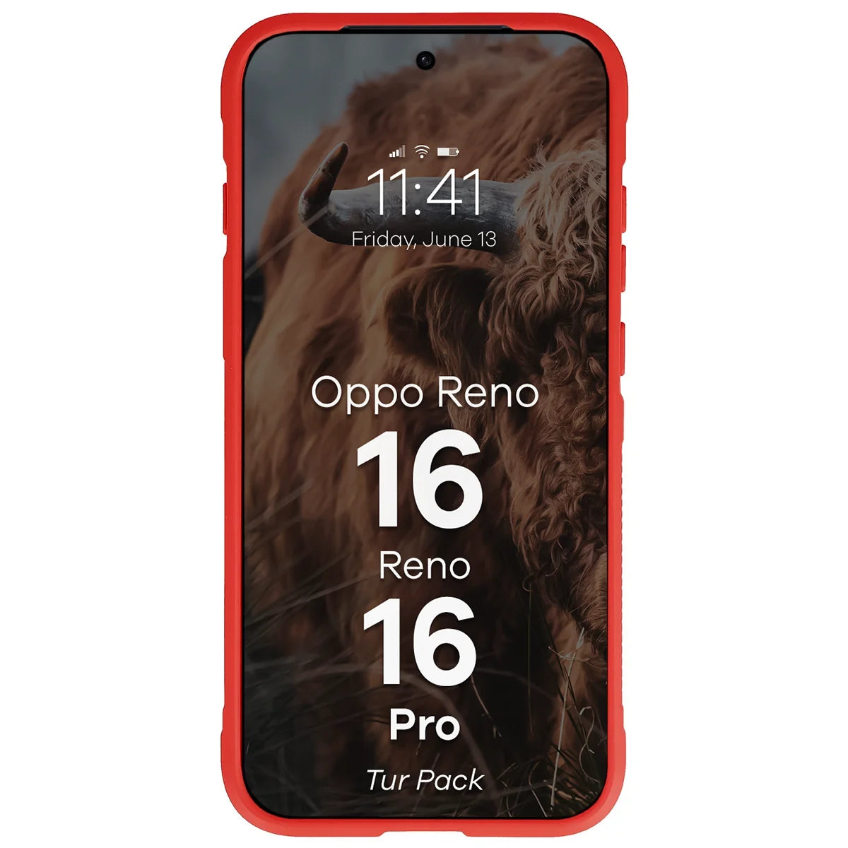Robuste Handyhülle + gehärtetem Glas für Oppo Reno16 / Reno16 Pro 5G, Bizon Tur Pack, Rot (6/10)