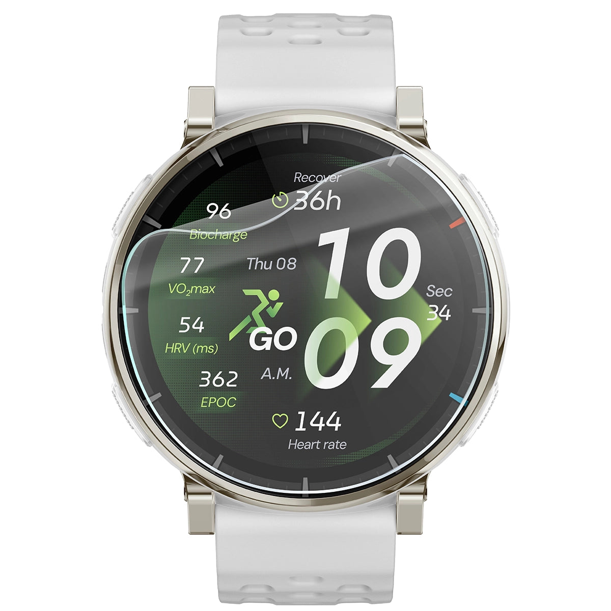 Schutzfolie für den Bildschirm für Amazfit Active 3 Premium, Bizon Watch HydroFlex, 3 Stück (2/5)