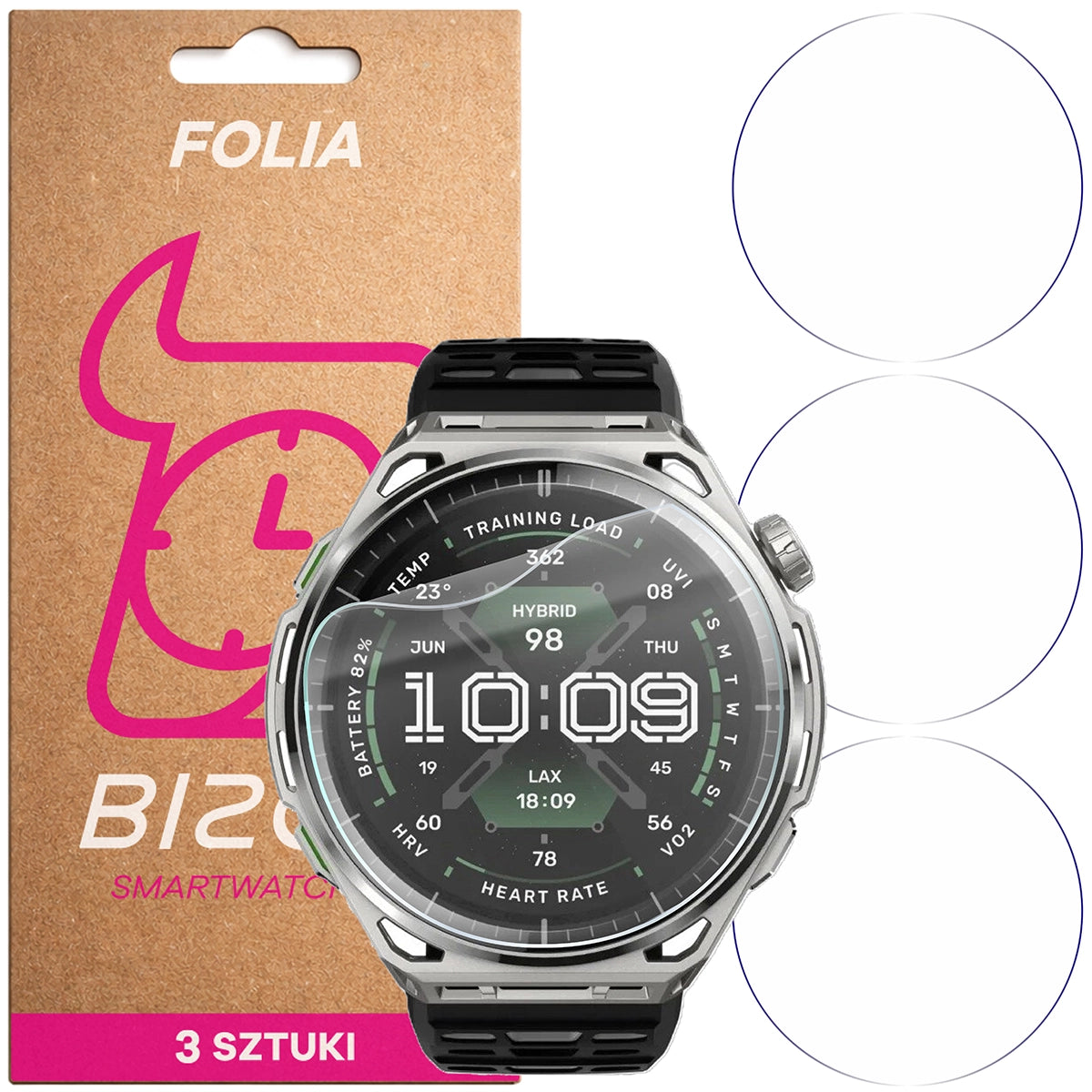 Schutzfolie für den Bildschirm für Amazfit Balance 3, Bizon Watch HydroFlex, 3 Stück
