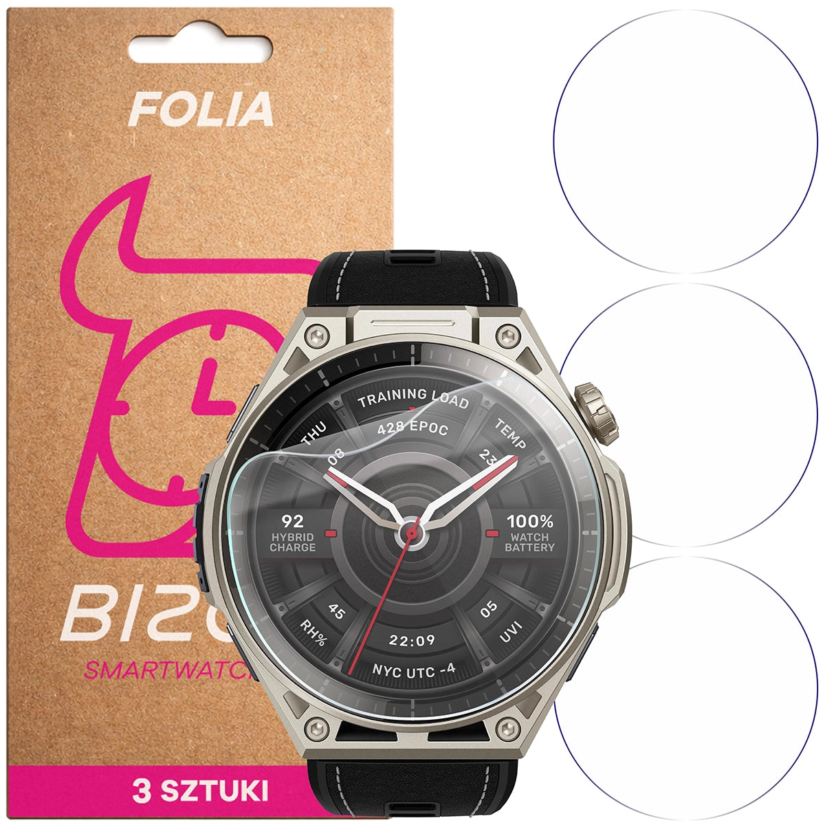 Schutzfolie für den Bildschirm für Amazfit Balance Ultra, Bizon Watch HydroFlex, 3 Stück