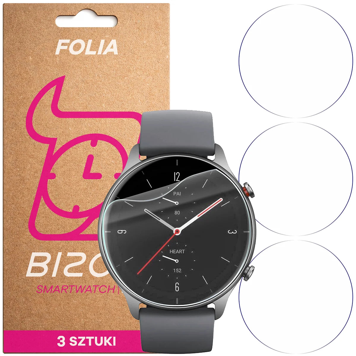Schutzfolie für den Bildschirm für Amazfit GTR 2E, Bizon Watch HydroFlex, 3 Stück