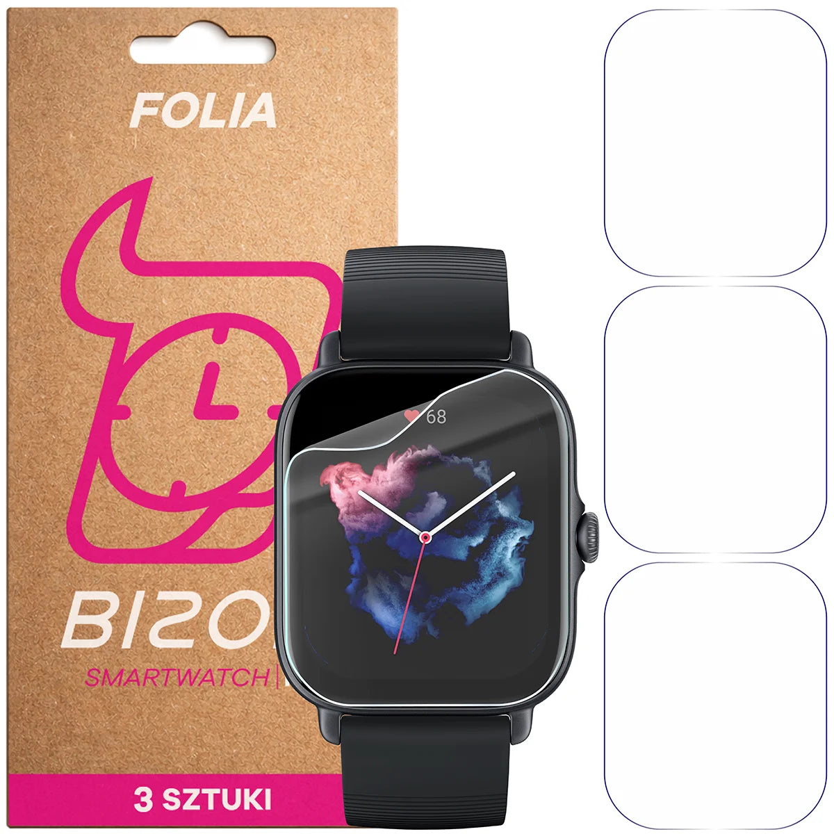 Schutzfolie für den Bildschirm für Amazfit GTS 3, Bizon Watch HydroFlex, 3 Stück