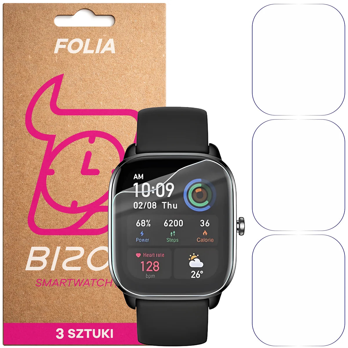 Schutzfolie für den Bildschirm für Amazfit GTS 4 Mini, Bizon Watch HydroFlex, 3 Stück