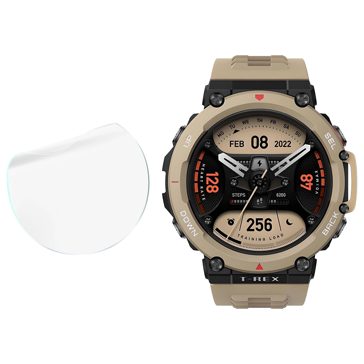 Schutzfolie für den Bildschirm für Amazfit T-Rex 2, Bizon Watch HydroFlex, 3 Stück