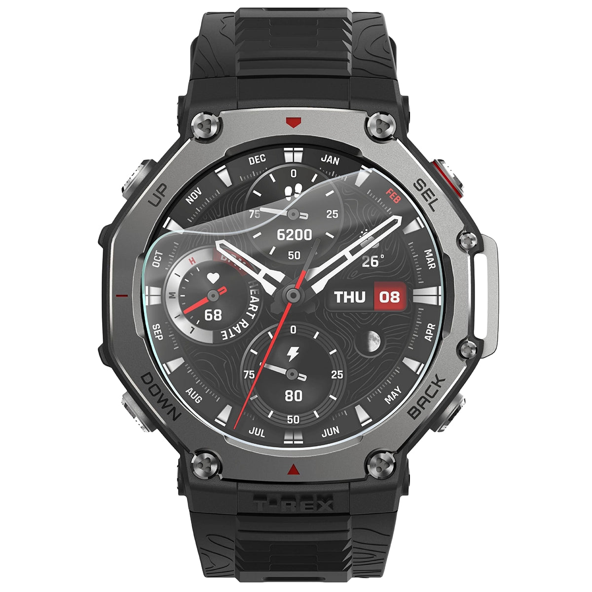 Schutzfolie für den Bildschirm für Amazfit T-Rex 3, Bizon Watch HydroFlex, 3 Stück