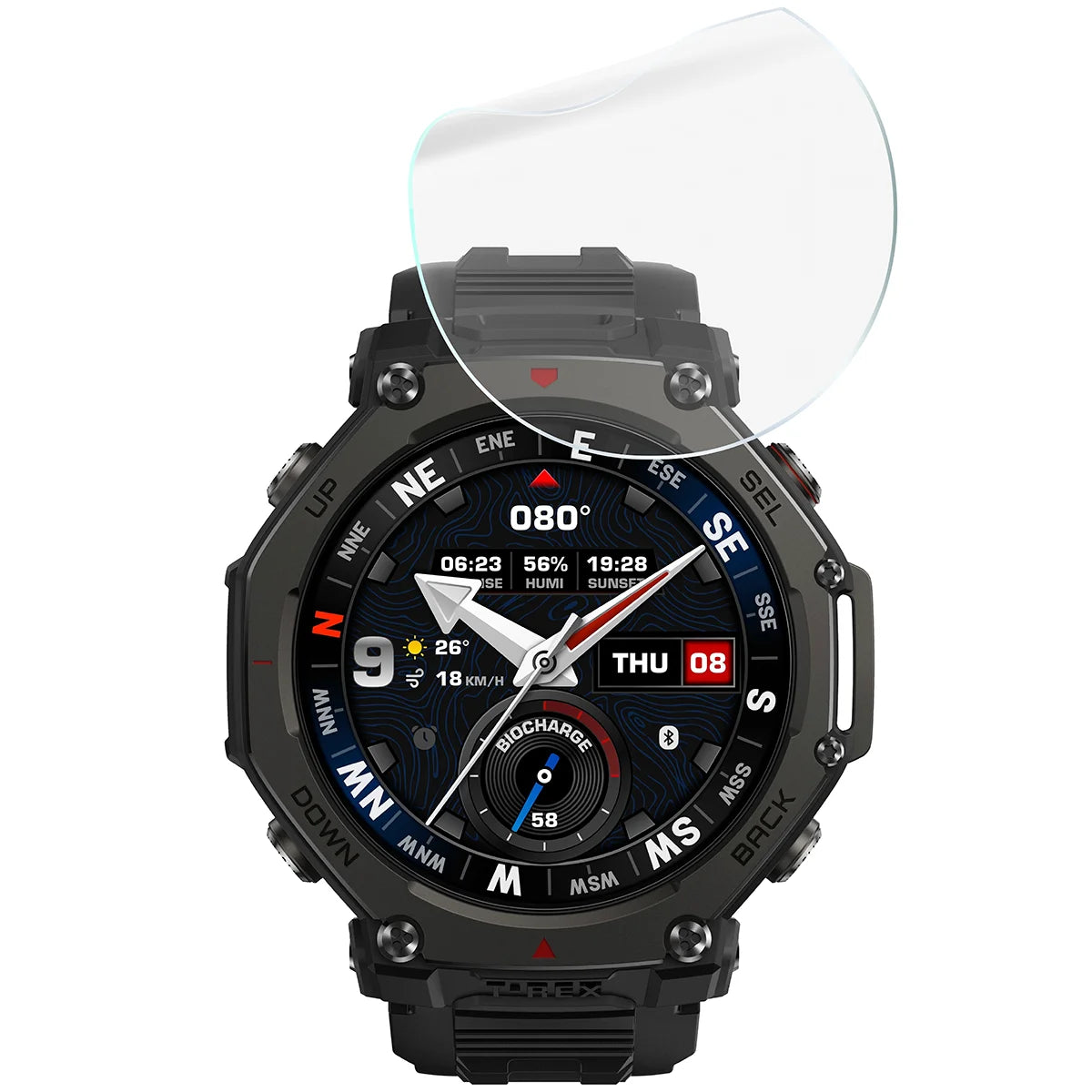 Schutzfolie für den Bildschirm für Amazfit T-Rex 3 Pro 48 mm, Bizon Watch HydroFlex, 3 Stück