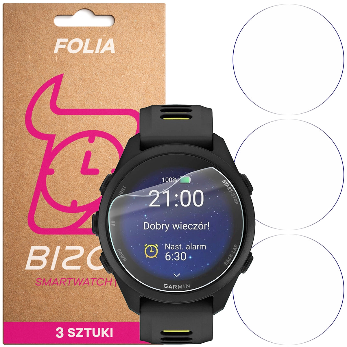 Schutzfolie für den Bildschirm für Garmin Forerunner 70, Bizon Watch HydroFlex, 3 Stück