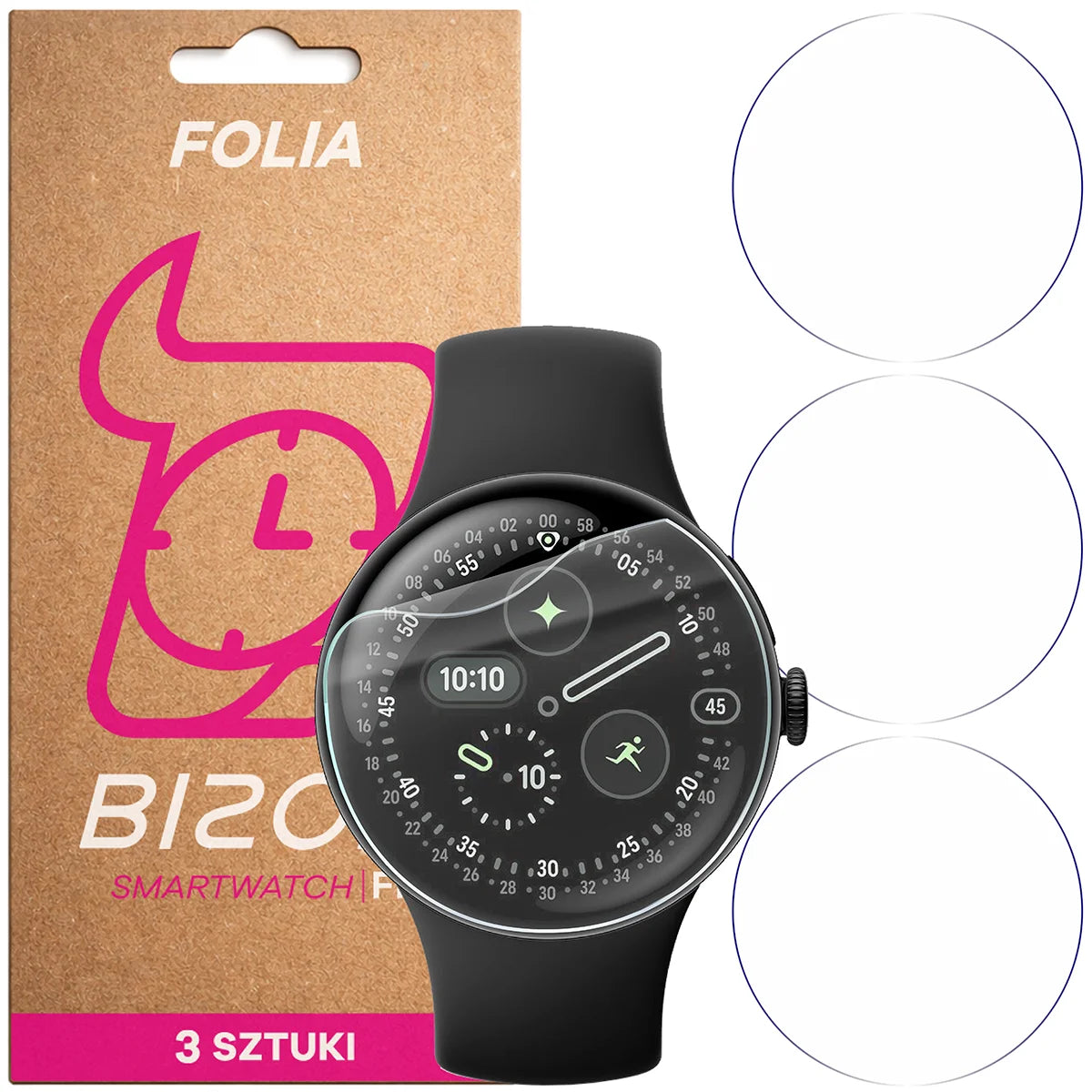 Schutzfolie für den Bildschirm für Google Pixel Watch 4 41 mm, Bizon Watch HydroFlex, 3 Stück