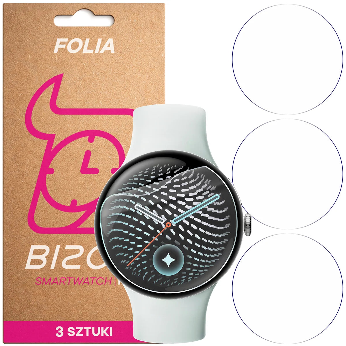 Schutzfolie für den Bildschirm für Google Pixel Watch 5 (45mm), Bizon Watch HydroFlex, 3 Stück (1/5)