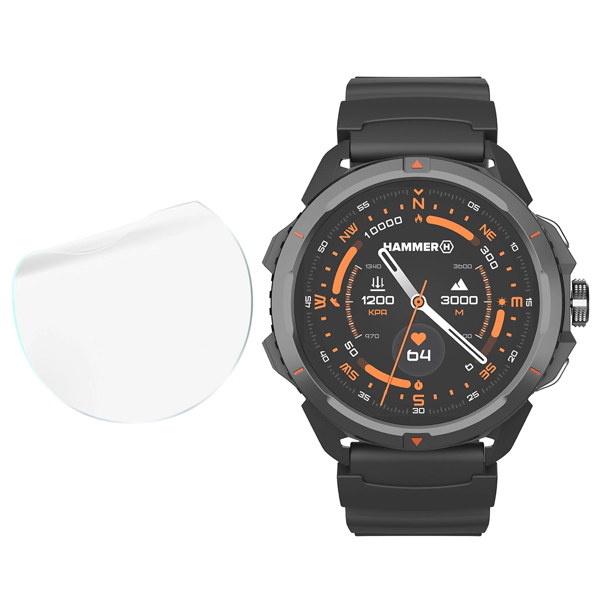 Schutzfolie für den Bildschirm für HAMMER Watch 2, Bizon Watch HydroFlex, 3 Stück