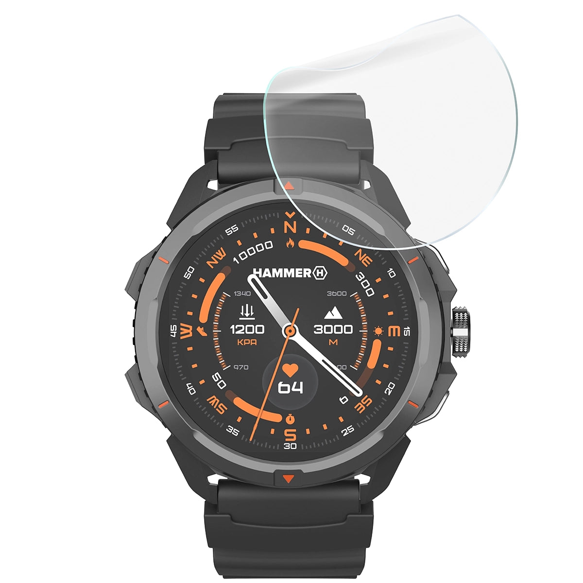 Schutzfolie für den Bildschirm für HAMMER Watch 2, Bizon Watch HydroFlex, 3 Stück