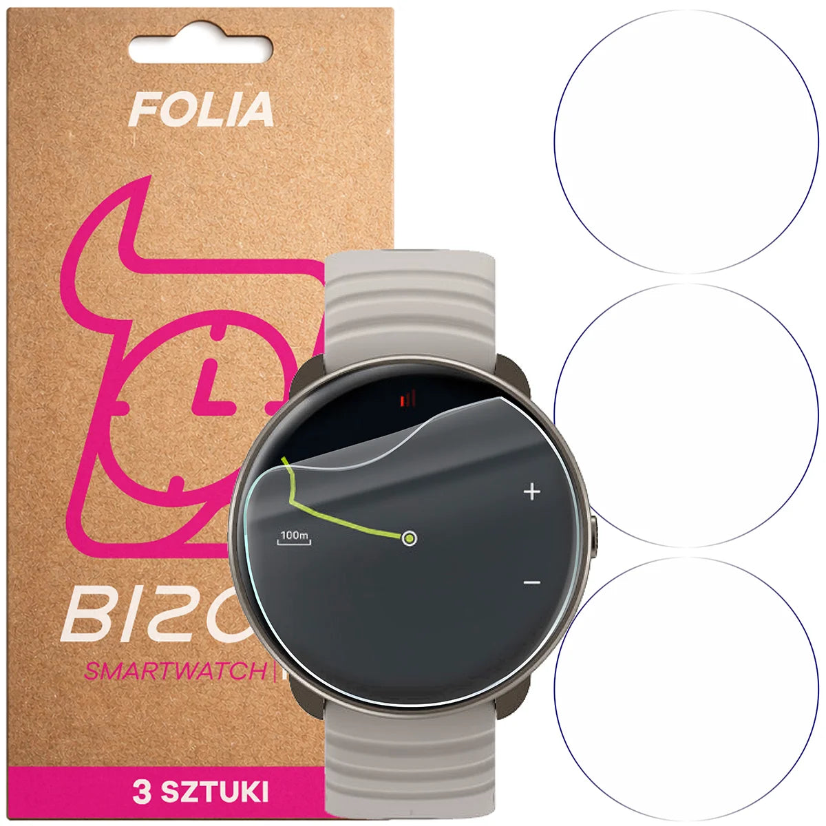 Schutzfolie für den Bildschirm für Hammer Ventus, Bizon Watch HydroFlex, 3 Stück (1/5)