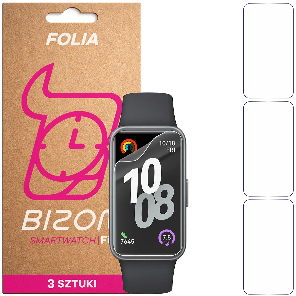 Schutzfolie für den Bildschirm für Huawei Band 10, Bizon Watch HydroFlex, 3 Stück