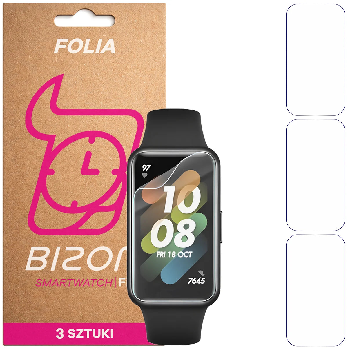 Schutzfolie für den Bildschirm für Huawei Band 7, Bizon Watch HydroFlex, 3 Stück