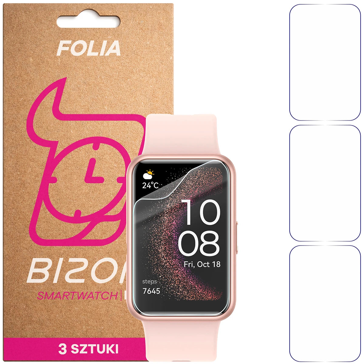 Schutzfolie für den Bildschirm für Huawei Watch Fit SE, Bizon Watch HydroFlex, 3 Stück (1/5)