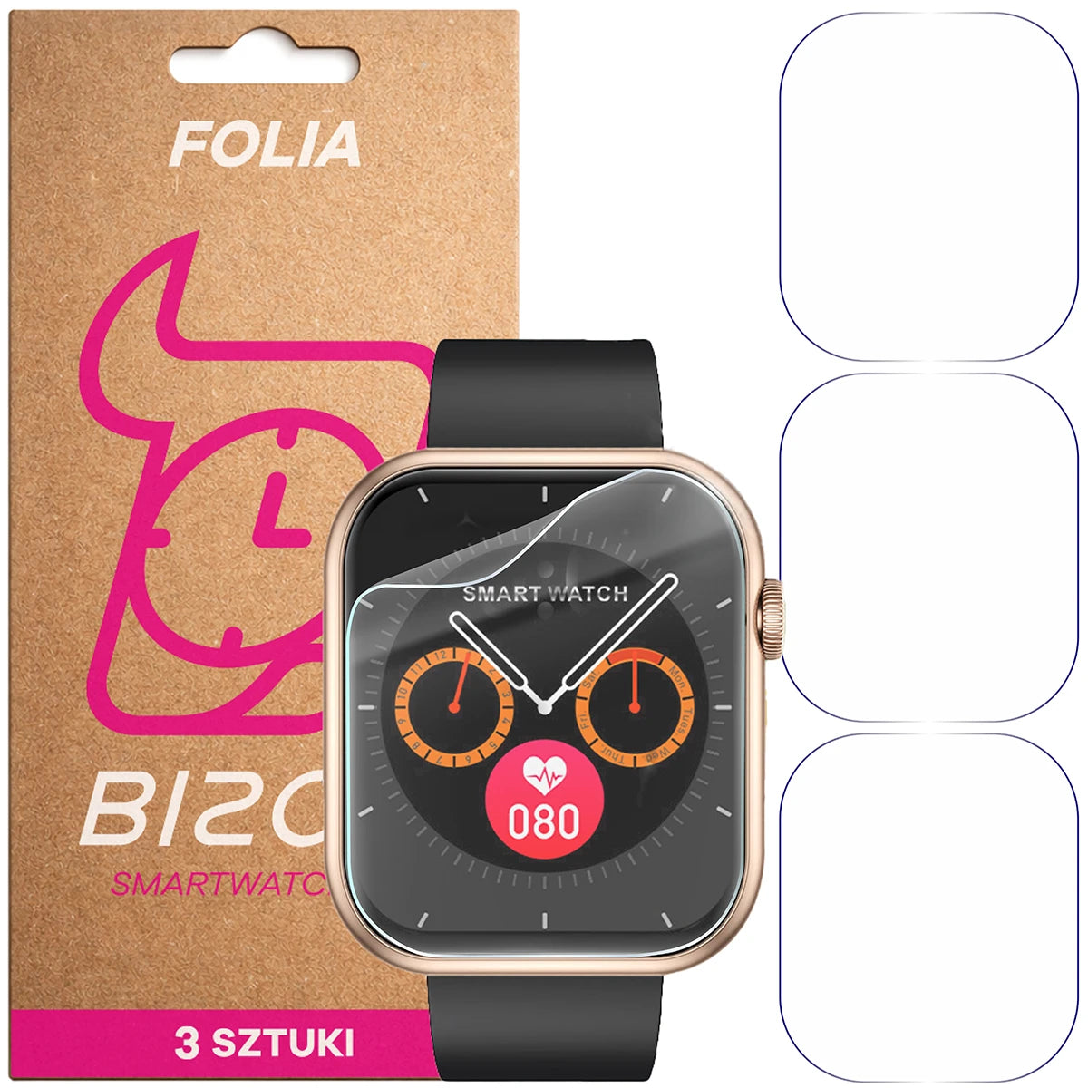Schutzfolie für den Bildschirm für JG Smart QX7 Pro, Bizon Watch HydroFlex, 3 Stück (1/5)