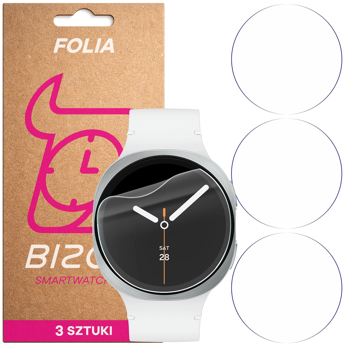 Schutzfolie für den Bildschirm für Galaxy Watch 8 / 7 / FE / 6 / 5 / 4 40 mm, Bizon Watch HydroFlex, 3 Stück