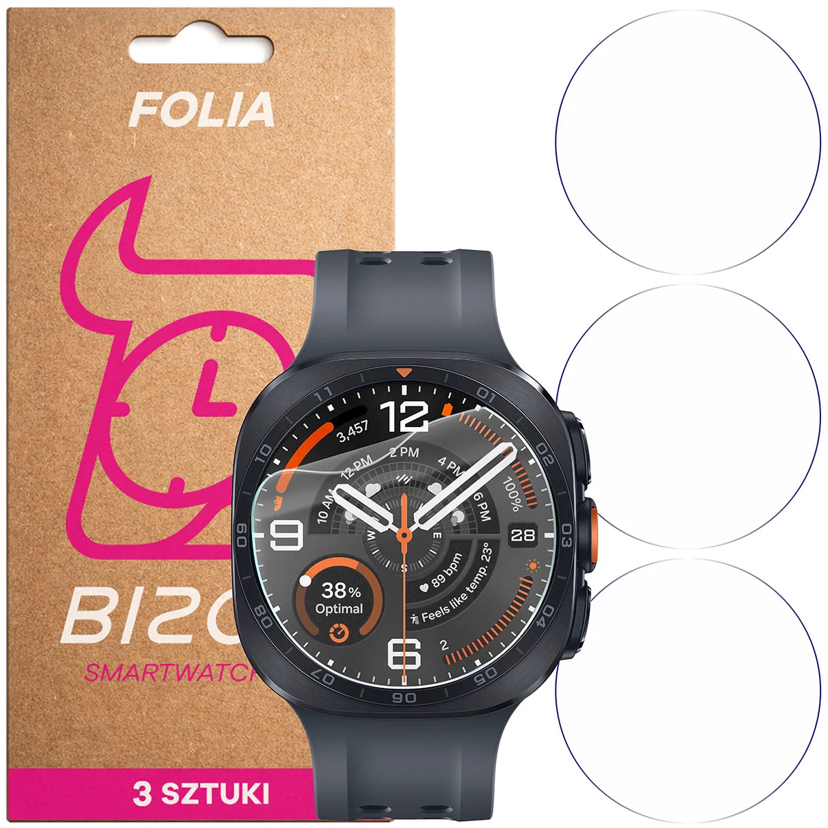 Schutzfolie für den Bildschirm für Galaxy Watch Ultra 2 47mm (2026), Bizon Watch HydroFlex, 3 Stück (1/5)