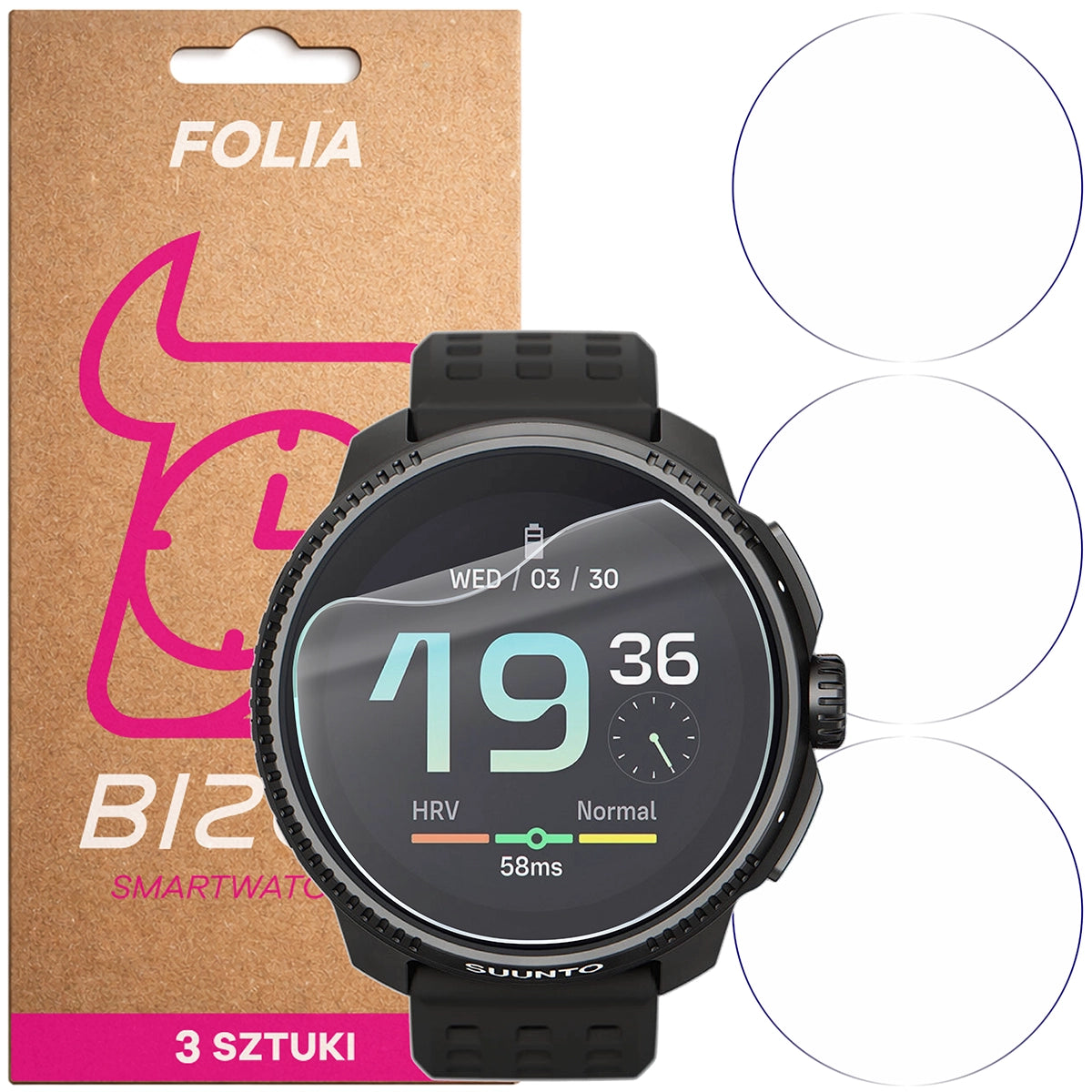 Schutzfolie für den Bildschirm für Suunto Race, Bizon Watch HydroFlex, 3 Stück