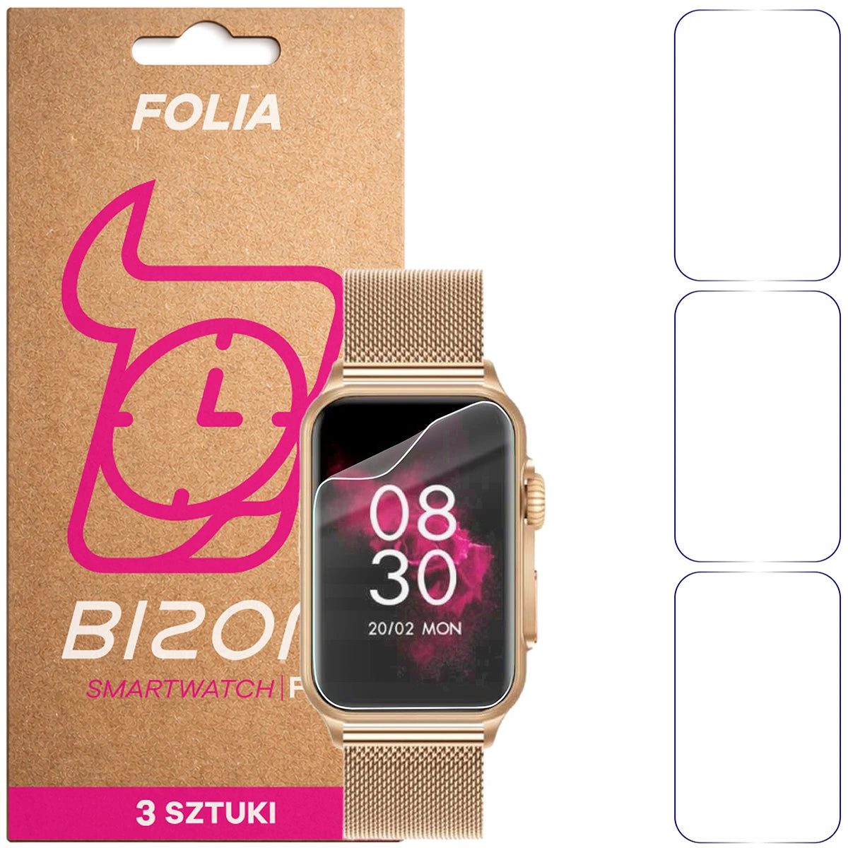 Schutzfolie für den Bildschirm für Vess GE-50, Bizon Watch HydroFlex, 3 Stück (1/5)
