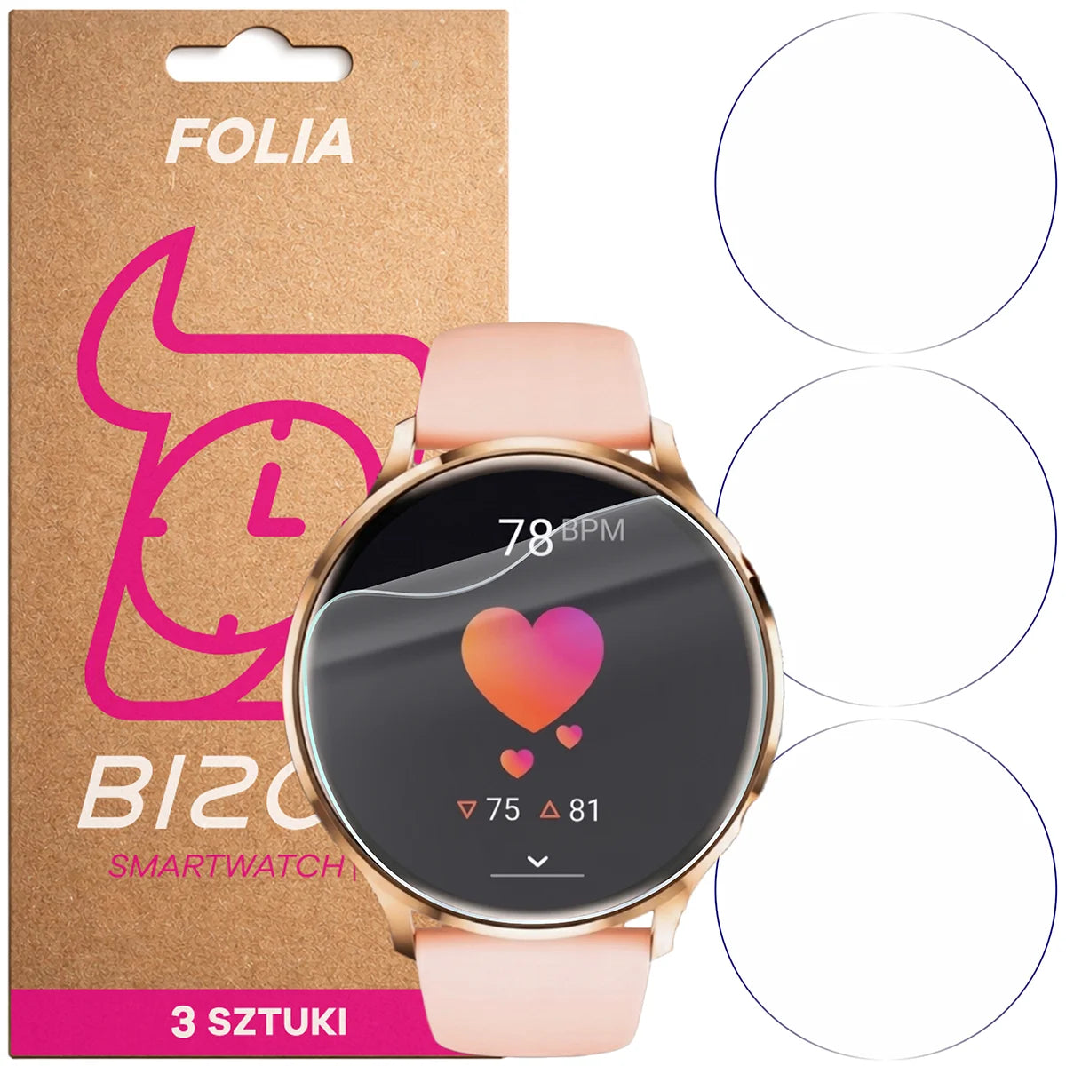 Schutzfolie für den Bildschirm für Vess Q40S, Bizon Watch HydroFlex, 3 Stück (1/5)