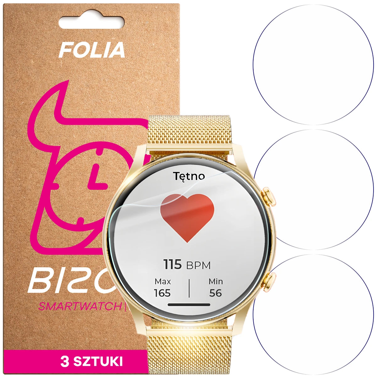 Schutzfolie für den Bildschirm für WonderWatch Mi7 / Mi5 / Sx7 / Sx5 / Xi7, Bizon Watch HydroFlex, 3 Stück (1/5)
