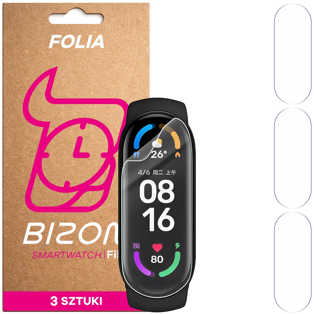 Schutzfolie für den Bildschirm für Xiaomi Mi Band 6, Bizon Watch HydroFlex, 3 Stück