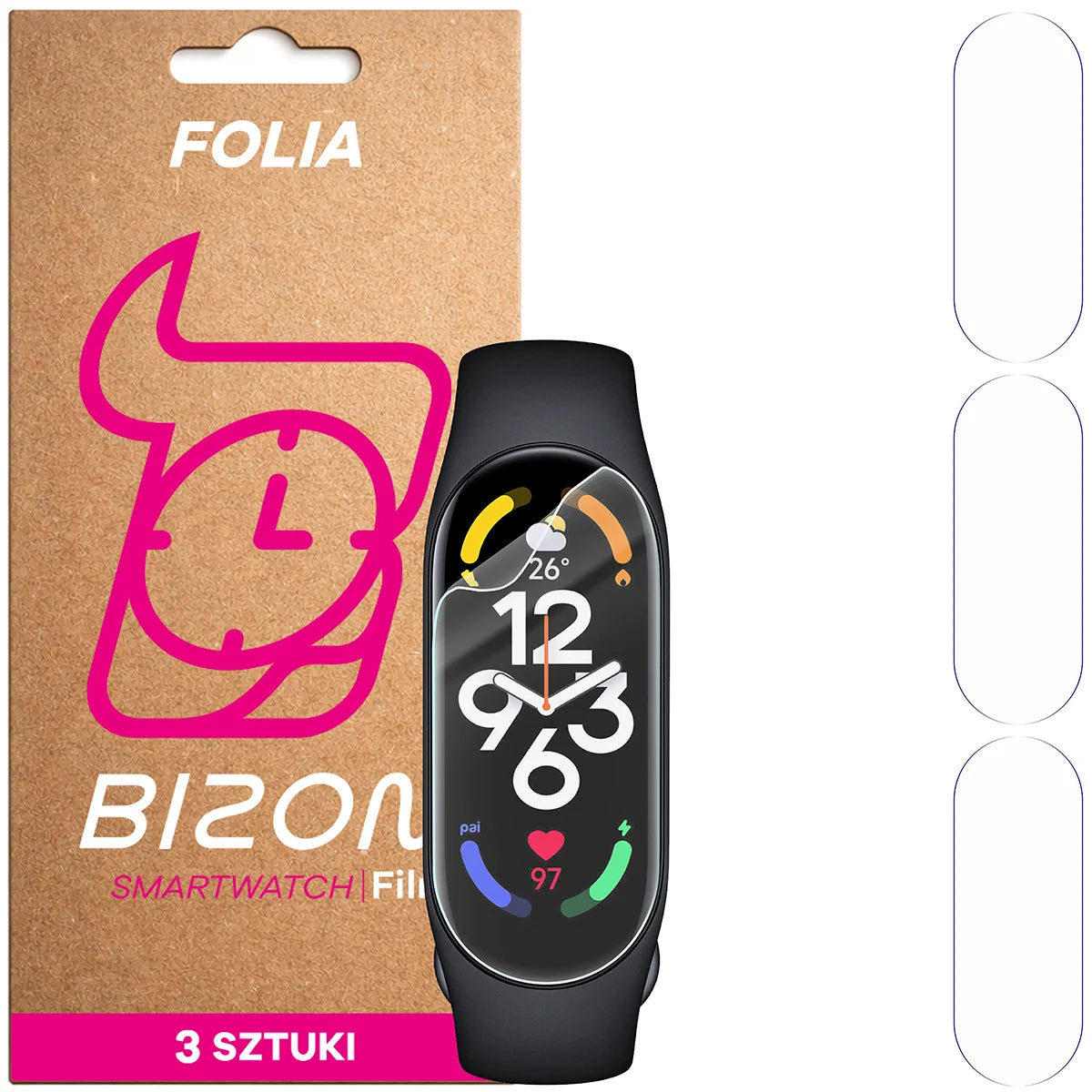 Schutzfolie für den Bildschirm für Xiaomi Mi Band 7, Bizon Watch HydroFlex, 3 Stück