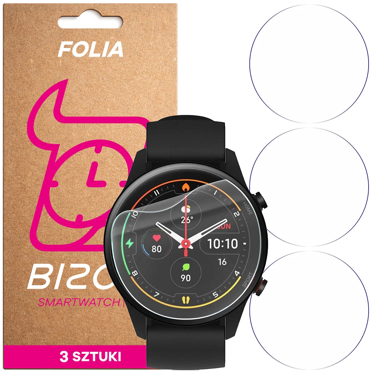 Schutzfolie für den Bildschirm für Xiaomi Mi Watch, Bizon Watch HydroFlex, 3 Stück