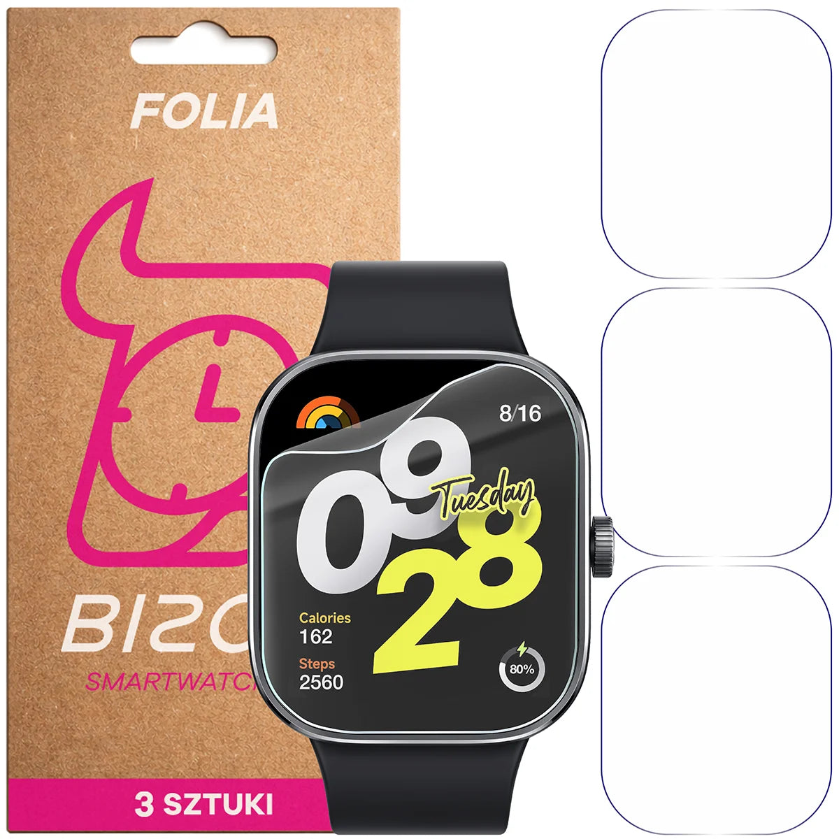 Schutzfolie für den Bildschirm für Xiaomi Redmi Watch 4, Bizon Watch HydroFlex, 3 Stück